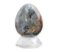 Nupuyai Natural Ocean Jasper Crystal Egg with Acrylic Stand, 401-500g
