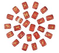 Nupuyai Natural Red Jasper Rune Stones Set for Divination Healing