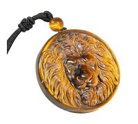 Nupuyai Natural Tiger's Eye Stone Necklace, Carved Loin Tiger Head Pendant for Men Amulet Animal Protection Jewelry with Adjustable Cord, Tiger's Eye Stone, tiger's eye stone