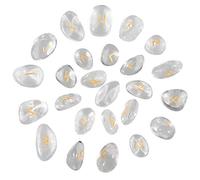 Nupuyai Natural White Quartz Rune Stones Set for Divination Healing