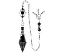 Nupuyai Obsidian Crystal Stone Point Dowsing Pendulum for Divination
