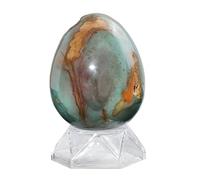 Nupuyai Ocean Jasper Crystal Egg with Acrylic Stand, Polished Stone Egg Feng Shui Meditation Easter Crystal Egg 301-400g