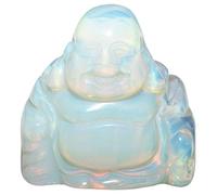 Nupuyai Opalite Crystal Stone Laughing Buddha Figurine Home Decor
