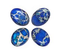 Nupuyai Pack of 4 Oval Sea Sediment Jasper Cabochons for Jewelry Making, Stone Cabochons Flatback DIY Art Project Jewelry Making Supplies, 18x25mm, Deep Blue