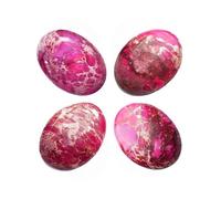 Nupuyai Pack of 4 Oval Sea Sediment Jasper Cabochons for Jewelry Making, Stone Cabochons Flatback DIY Art Project Jewelry Making Supplies, 18x25mm, Fushia