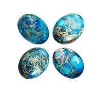 Nupuyai Pack of 4 Oval Sea Sediment Jasper Cabochons for Jewelry Making, Stone Cabochons Flatback DIY Art Project Jewelry Making Supplies, 22x30mm, Blue