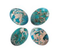 Nupuyai Pack of 4 Oval Sea Sediment Jasper Cabochons for Jewelry Making, Stone Cabochons Flatback DIY Art Project Jewelry Making Supplies, 18x25mm, Light Blue