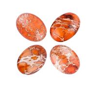 Nupuyai Pack of 4 Oval Sea Sediment Jasper Cabochons for Jewelry Making, Stone Cabochons Flatback DIY Art Project Jewelry Making Supplies, 18x25mm, Orange