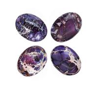 Nupuyai Pack of 4 Oval Sea Sediment Jasper Cabochons for Jewelry Making, Stone Cabochons Flatback DIY Art Project Jewelry Making Supplies, 18x25mm, Purple