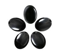 Nupuyai Pack of 5 Oval Black Agate Cabochons for Jewelry Making, Stone Cabochons Flatback DIY Art Project Jewelry Making Supplies, 22x30mm