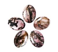 Nupuyai Pack of 5 Oval Rhodonite Cabochons for Jewelry Making, Stone Cabochons Flatback DIY Art Project Jewelry Making Supplies, 22x30mm