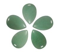 Nupuyai Pack of 5 Teardrop Shaped Green Aventurine Cabochons for Jewelry Making, Waterdrop Cabochons Stone Flatback DIY Art Project Jewelry Making Supplies, 18x25mm