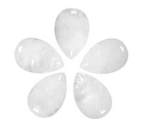 Nupuyai Pack of 5 Teardrop Shaped Rock Quartz Cabochons for Jewelry Making, Waterdrop Cabochons Stone Flatback DIY Art Project Jewelry Making Supplies, 20x30mm
