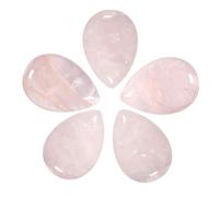 Nupuyai Pack of 5 Teardrop Shaped Rose Quartz Cabochons for Jewelry Making, Waterdrop Cabochons Stone Flatback DIY Art Project Jewelry Making Supplies, 24x34mm