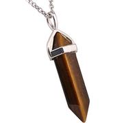 Nupuyai Protection Crystal Point Pendant Necklace for Women Men, Hexagonal Energy Healing Stone Pendant with Chain Tiger's Eye