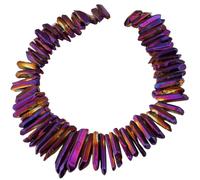 Nupuyai Purple Titanium Coated Irregular Rock Crystal Points for DIY Jewellery Making, Polished Sticks Aura Crystal Quartz Spike Stone Beads