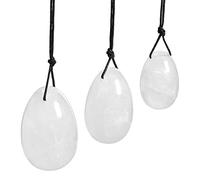 Nupuyai Quartz Crystal Yoni Eggs Set of 3 with String Drilled Crystal Massage Stone Oval Cone Egg for Women Cone Exercise Strengthening Pelvic Floor Muscles