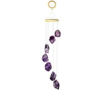 Nupuyai Raw Natural Amethyst Crystal Stone Wind Chimes Garden Decor
