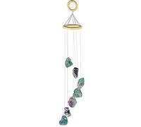 Nupuyai Raw Natural Fluorite Crystal Stone Wind Chimes Garden Decor