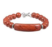 Nupuyai Red Jasper Crystal Beads Bracelet for Women, Energy Healing Stone Round Beads Adjustable Bracelet with Tube Stone Charm