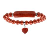 Nupuyai Red Jasper Healing Crystal Stone Bracelet for Women, Lucky Heart Charm 8mm Beads Stretch Bracelet