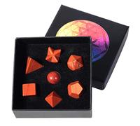 Nupuyai Red Jasper Platonic Solids Sacred Geometry Hand Carved Crystal Set