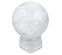 Nupuyai Rock Crystal Ball Stone with Stand for Reiki Chakra Healing, Carved Polished Sphere Stone Spiritual Ornament Home Office Decor