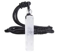 Nupuyai Rock Crystal Cuboid Necklace for Women, Energy Healing Stone 4 Side Bar Pendant with Adjustable Cord 70cm