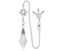 Nupuyai Rock Crystal Stone Point Dowsing Pendulum for Divination