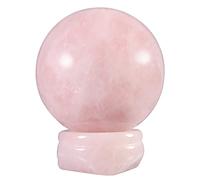 Nupuyai Rose Quartz Crystal Ball Stone with Stand for Reiki Chakra Healing, Carved Polished Sphere Stone Spiritual Ornament Home Office Decor