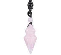 Nupuyai Rose Quartz Crystal Point Pendant Necklace with Adjustable Cord, Protection Amulet Energy Healing Faceted Stone Arrowhead Pendant for Women Men
