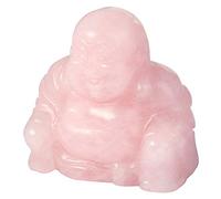 Nupuyai Rose Quartz Crystal Stone Laughing Buddha Figurine Home Decor