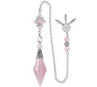 Nupuyai Rose Quartz Crystal Stone Point Dowsing Pendulum for Divination