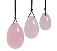 Nupuyai Rose Quartz Crystal Yoni Eggs Set, Drilled Massage Stone for Women