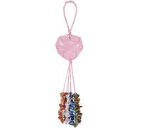 Nupuyai Rose Quartz Heart Crystal Stone Hanging Ornament Home Decor