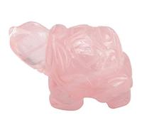 Nupuyai Rose Quartz Turtle Figurine Ornament, Healing Crystal Energy Statue for Home Decor 1.5"