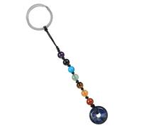 Nupuyai Sodalite Crystal Stone Keychain Ladies, Lucky Coin Keychain 7 Chakra Stone Keyring Hand Charm Bag Charm Keyring for Women