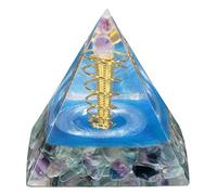 Nupuyai Spiral Energy Fluorite Crystal Pyramid Ornament, Amethyst Chakra Healing Chip Stone Quartz Point Pyramid Home Decor