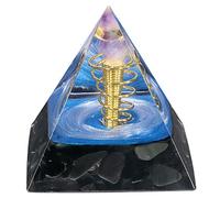Nupuyai Spiral Energy Obsidian Crystal Pyramid Ornament, Amethyst Chakra Healing Chip Stone Quartz Point Pyramid Home Decor