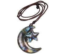 Nupuyai Star & Moon Labradorite Crystal Stone Necklace for Women Men