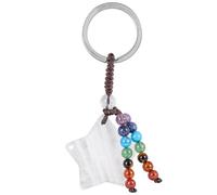 Nupuyai Star Rock Crystal Stone Keychain with 7 Chakra Beads Tassel Keyrings, Star Keyring Bag Charm Hand Charm Lucky Charm Keyrings for Women