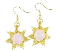 Nupuyai Star Shape Rose Quartz Crystal Stone Drop Earrings for Women