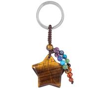 Nupuyai Star Tiger's Eye Crystal Chakra Beads Keychain for Women