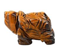Nupuyai Tiger' Eye Turtle Figurine Ornament, Healing Crystal Energy Statue for Home Decor 1.5"