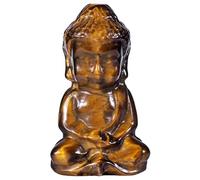 Nupuyai Tiger's Eye Baby Buddha Crystal Statue for Home Office Decor