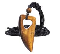 Nupuyai Tiger's Eye Crystal Stone Wolf Tooth Necklace for Women Men