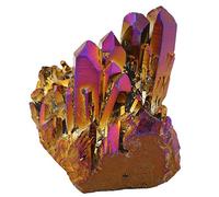 Nupuyai Titanium Coated Rock Quartz Crystal Cluster Drusy Geode for Healing Reiki Energy, Irregular Rough Gemstone for Home Decor Violet