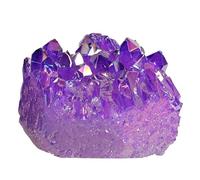 Nupuyai Titanium Coated Rock Quartz Crystal Cluster Drusy Geode for Healing Reiki Energy, Irregular Rough Gemstone for Home Decor Purple