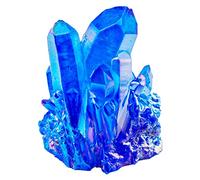 Nupuyai Titanium Coated Rock Quartz Crystal Cluster Drusy Geode for Healing Reiki Energy, Irregular Rough Gemstone for Home Decor Blue