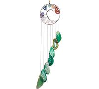 Nupuyai Tree of Life Agate Slices Wind Chimes, 7 Chakra Stone Healing Crystal Hanging Ornament Home Window Wall Art Decor Green
